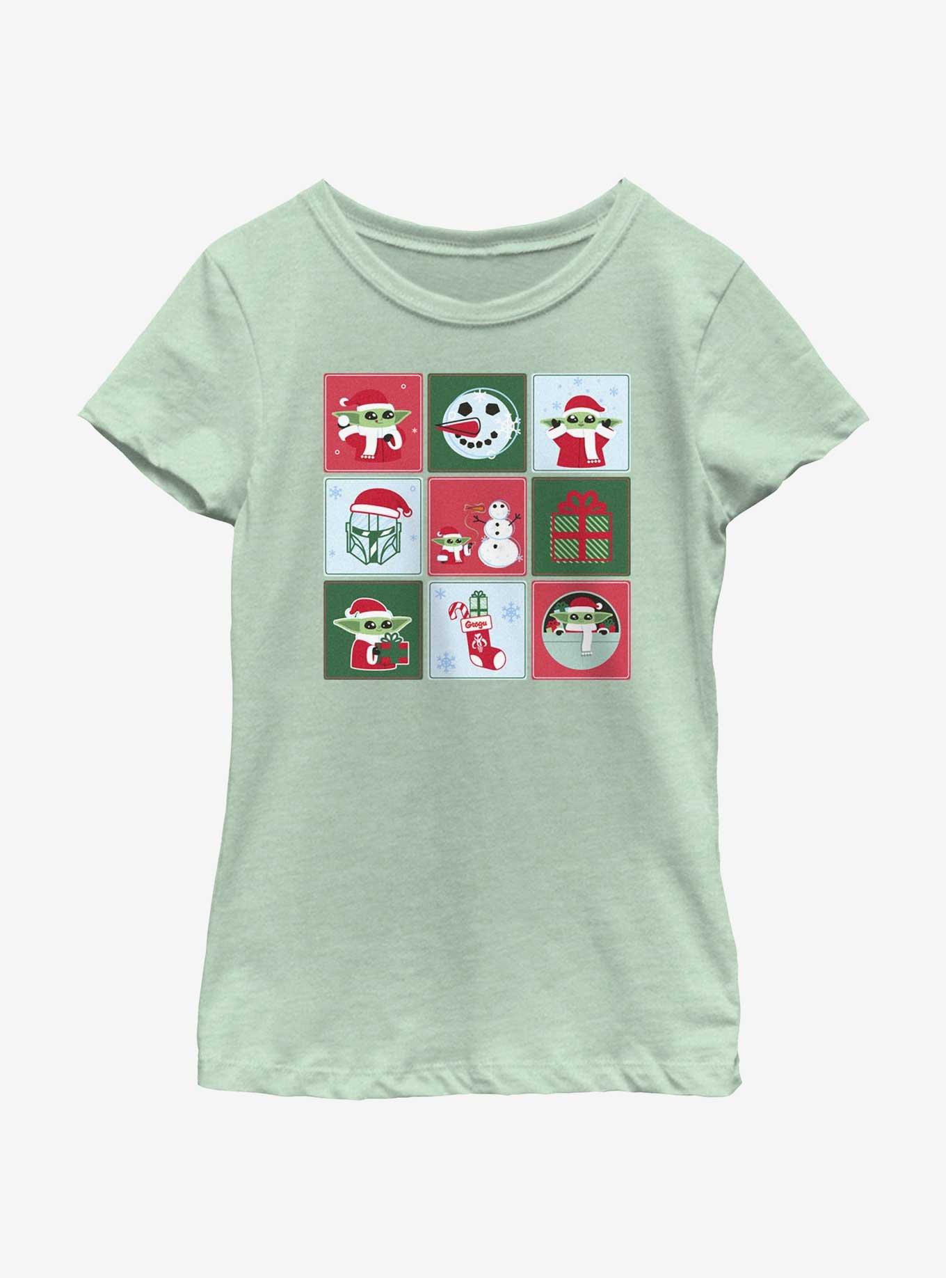 Star Wars The Mandalorian Holiday Boxes Youth Girls T-Shirt, MINT, hi-res