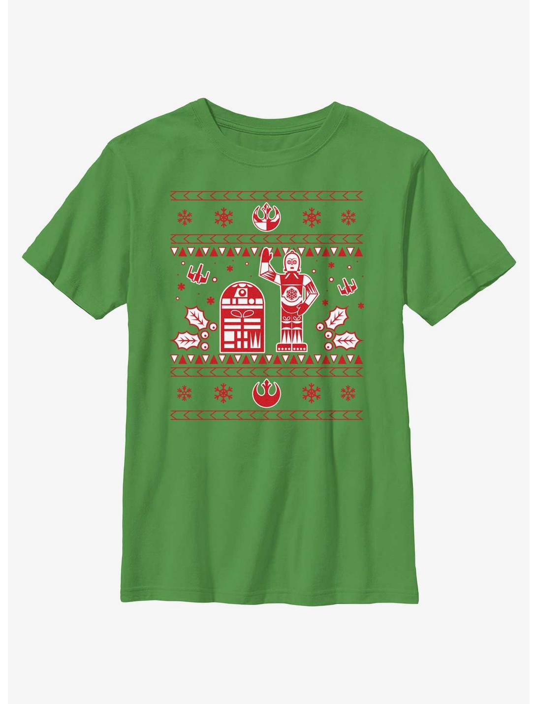 Star Wars Droid Ugly Christmas Pattern Youth T-Shirt, KELLY, hi-res