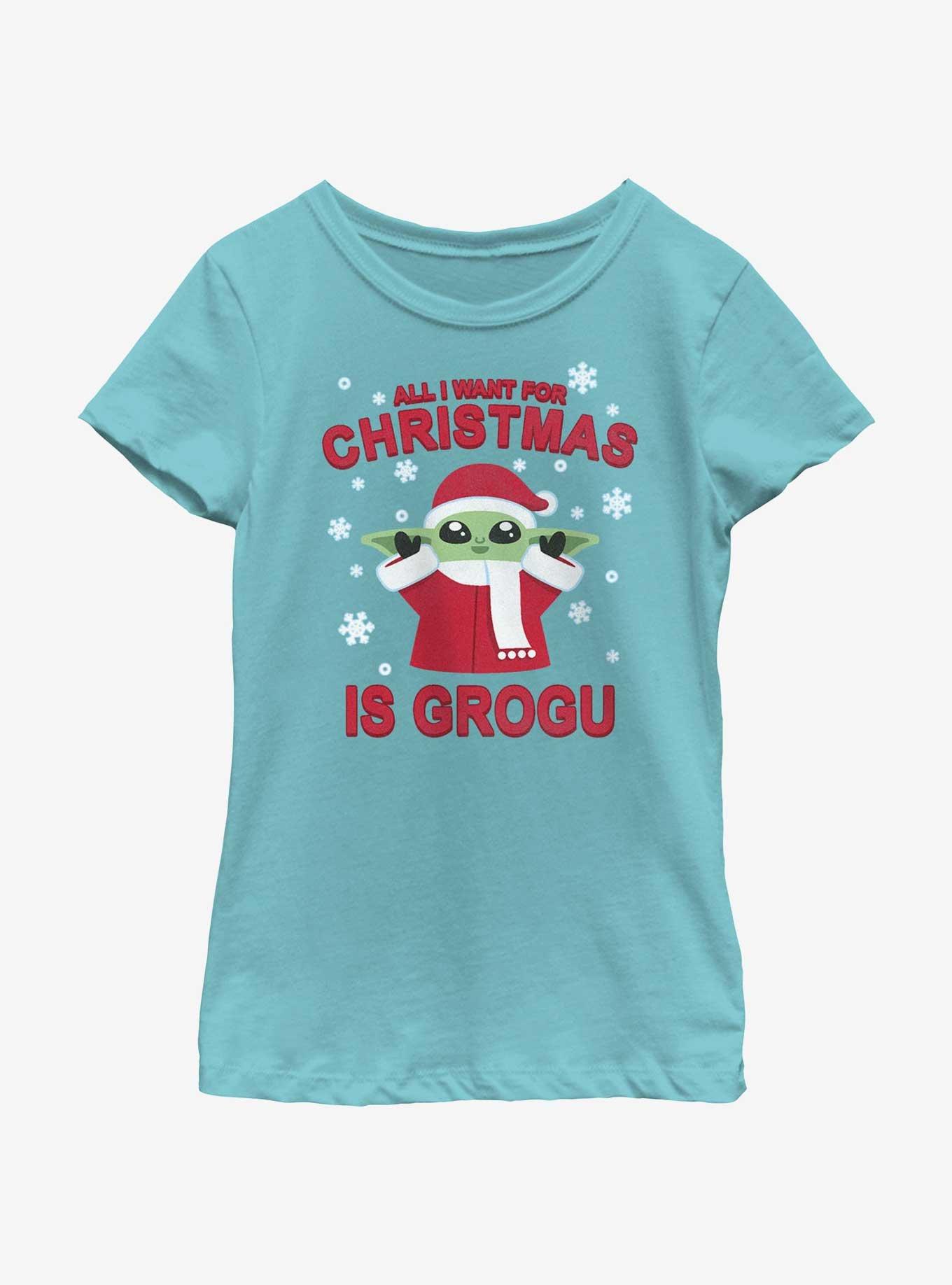 Star Wars The Mandalorian All I Want For Christmas Youth Girls T-Shirt, TAHI BLUE, hi-res