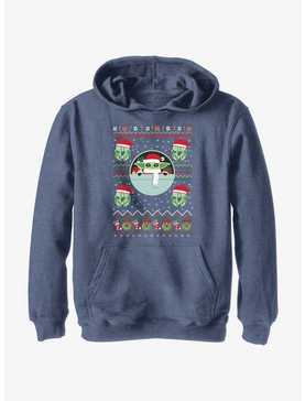 Star Wars The Mandalorian The Child Ugly Christmas Pattern Youth Hoodie, , hi-res