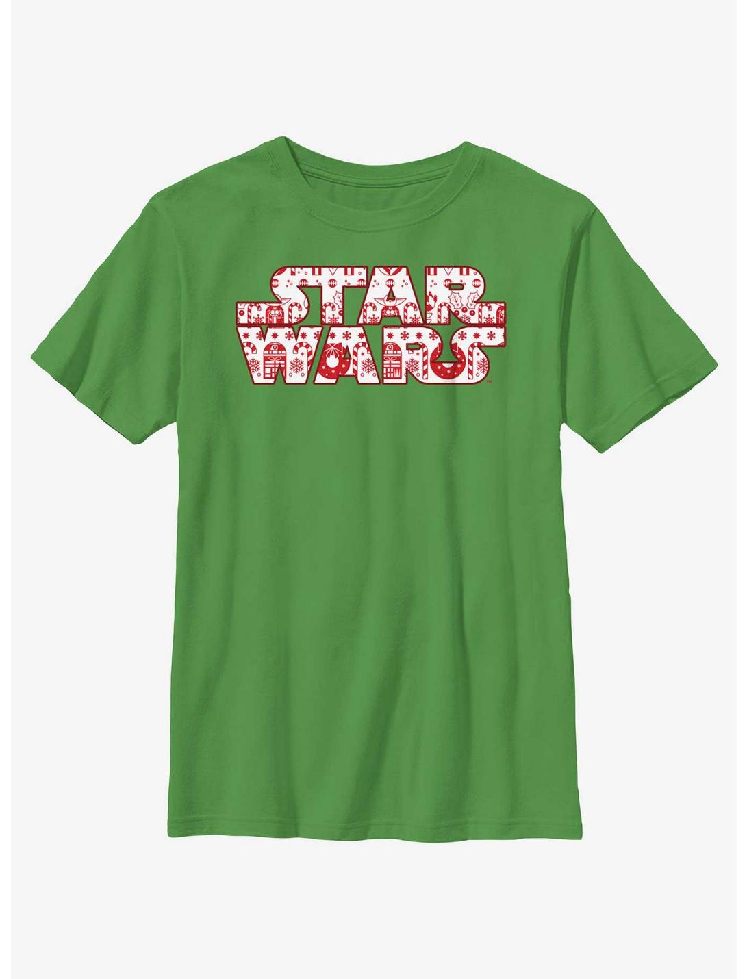Star Wars Christmas Logo Fill Youth T-Shirt, KELLY, hi-res