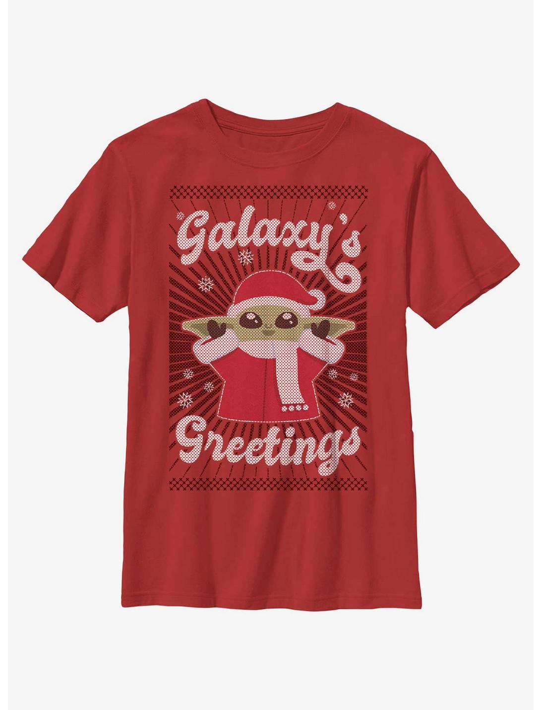 Star Wars The Mandalorian The Child Galaxy's Greetings Youth T-Shirt, RED, hi-res