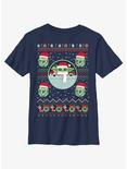 Star Wars The Mandalorian The Child Ugly Christmas Pattern Youth T-Shirt, NAVY, hi-res