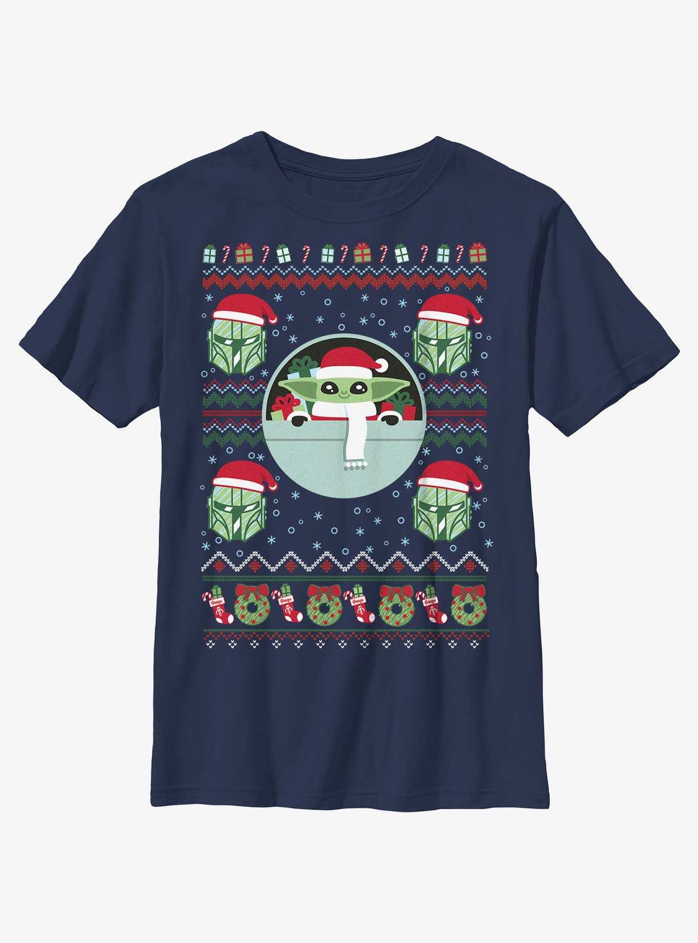Star Wars The Mandalorian The Child Ugly Christmas Pattern Youth T-Shirt, , hi-res