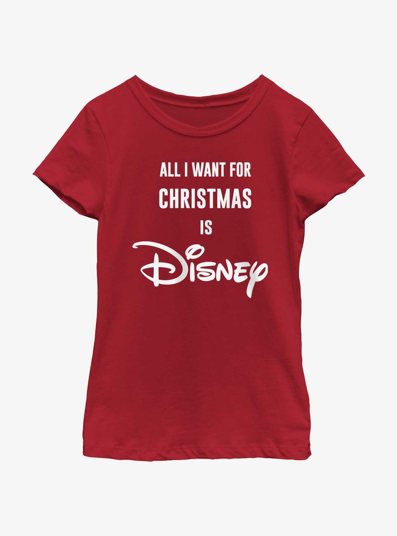 Disney All I Want For Christmas Youth Girls T-Shirt, RED, hi-res