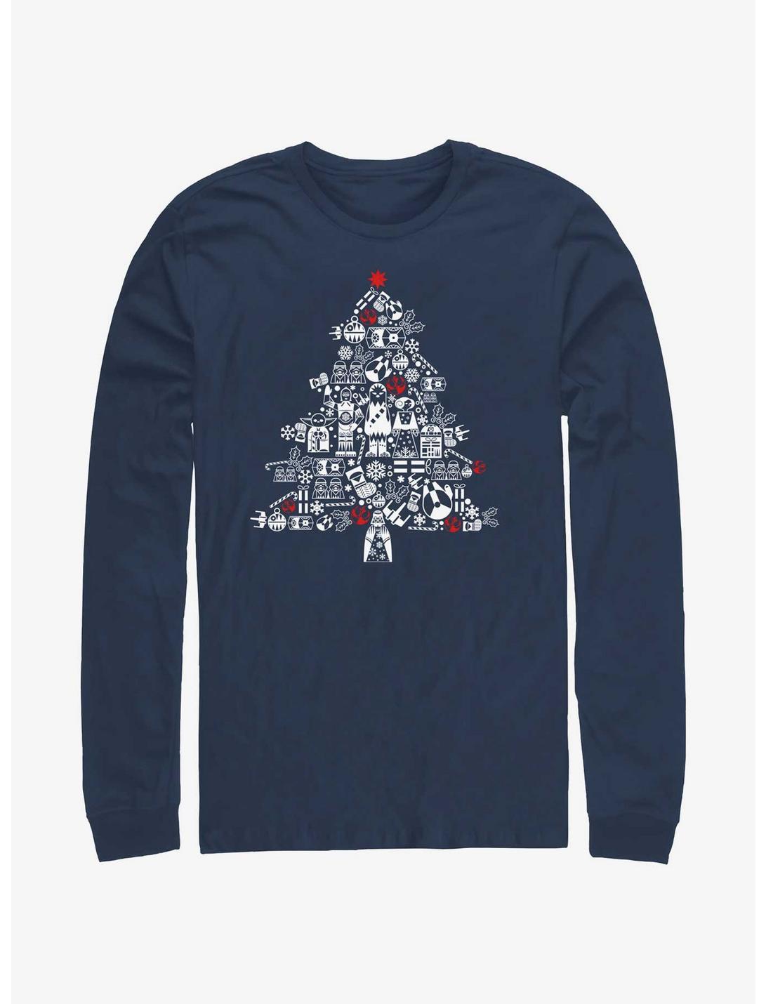 Star Wars Christmas Tree Fill Long-Sleeve T-Shirt, NAVY, hi-res