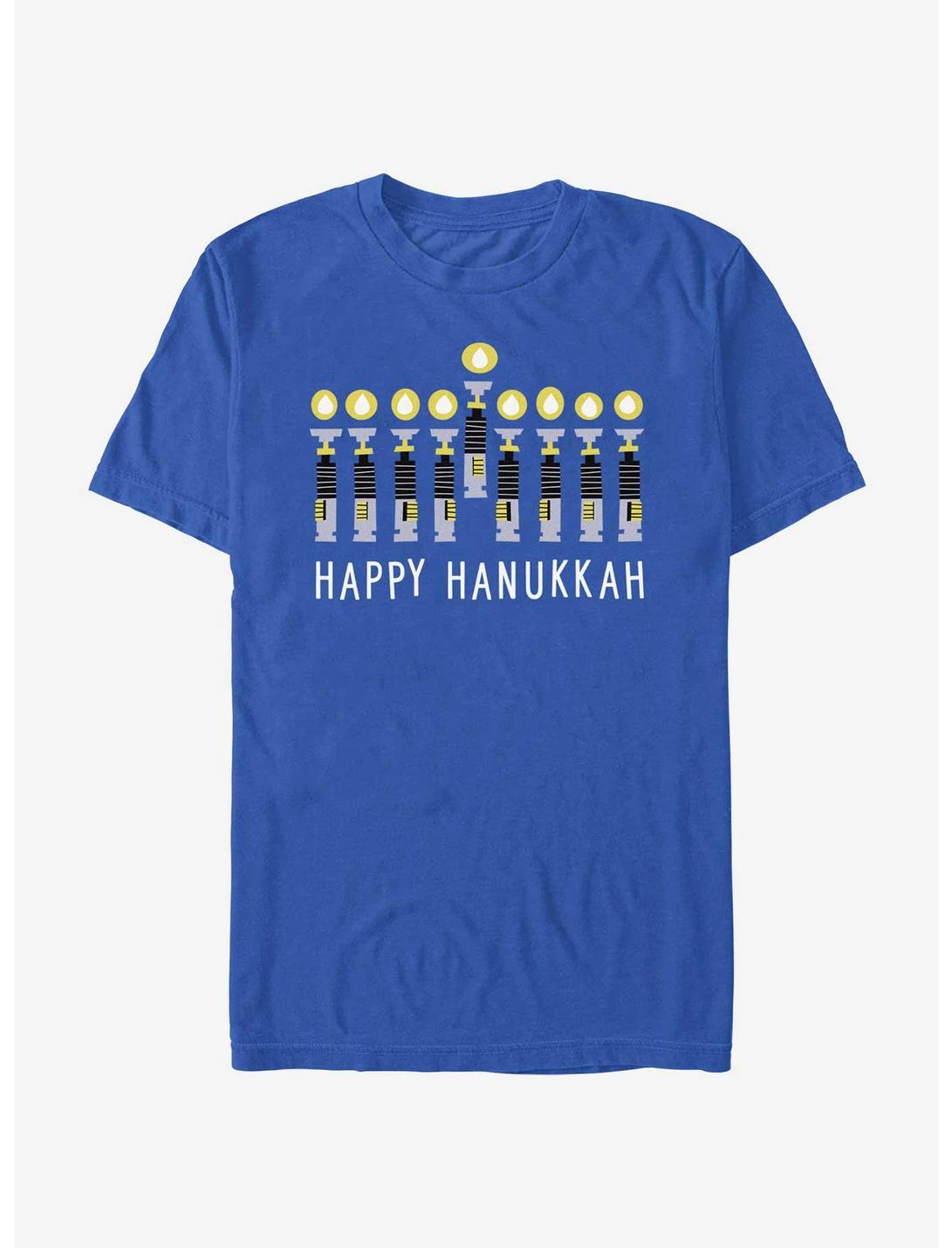 Star Wars Light Saber Hanukkah Menorah T-Shirt, ROYAL, hi-res