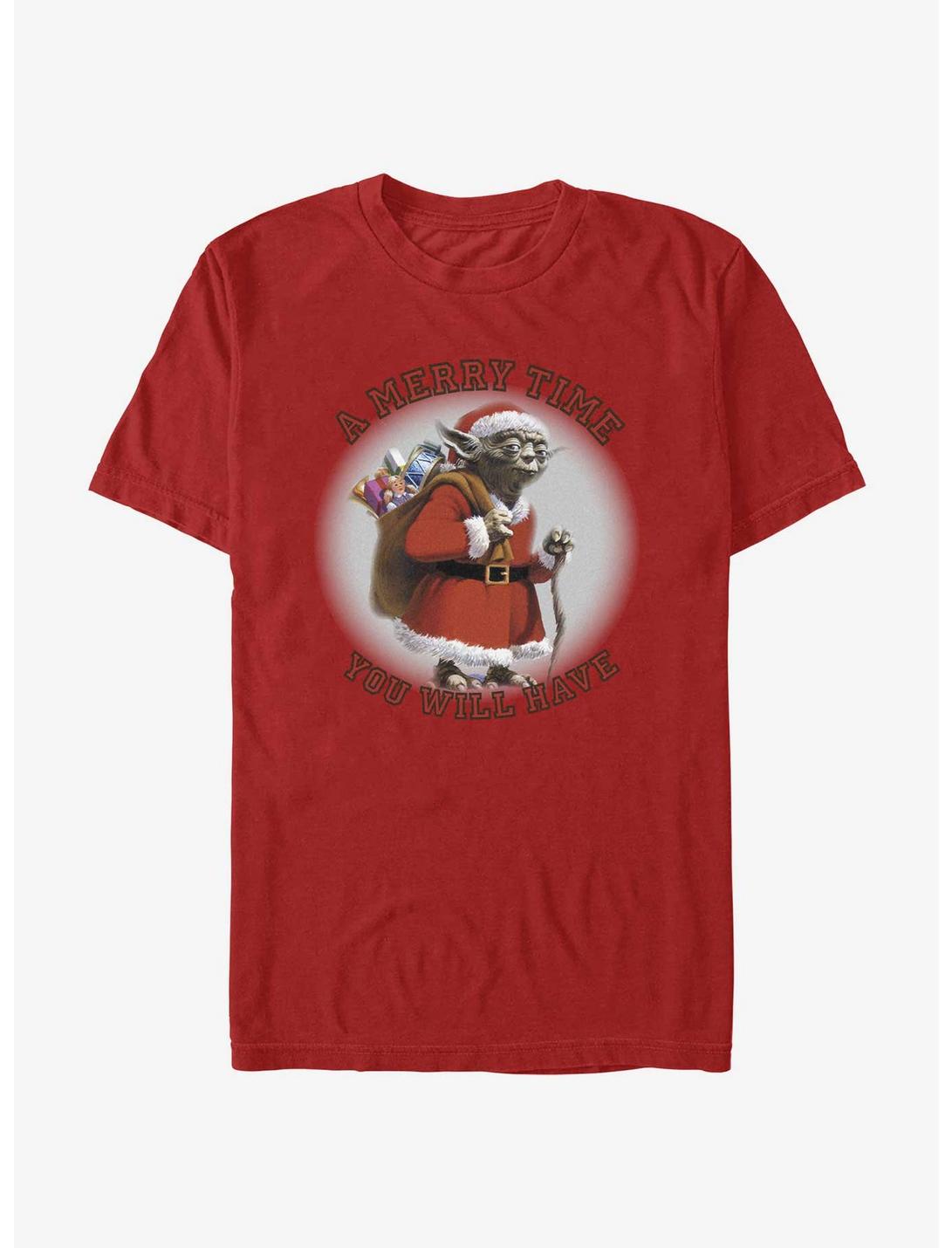 Star Wars Yoda Merry Time You Will Have T-Shirt, RED, hi-res