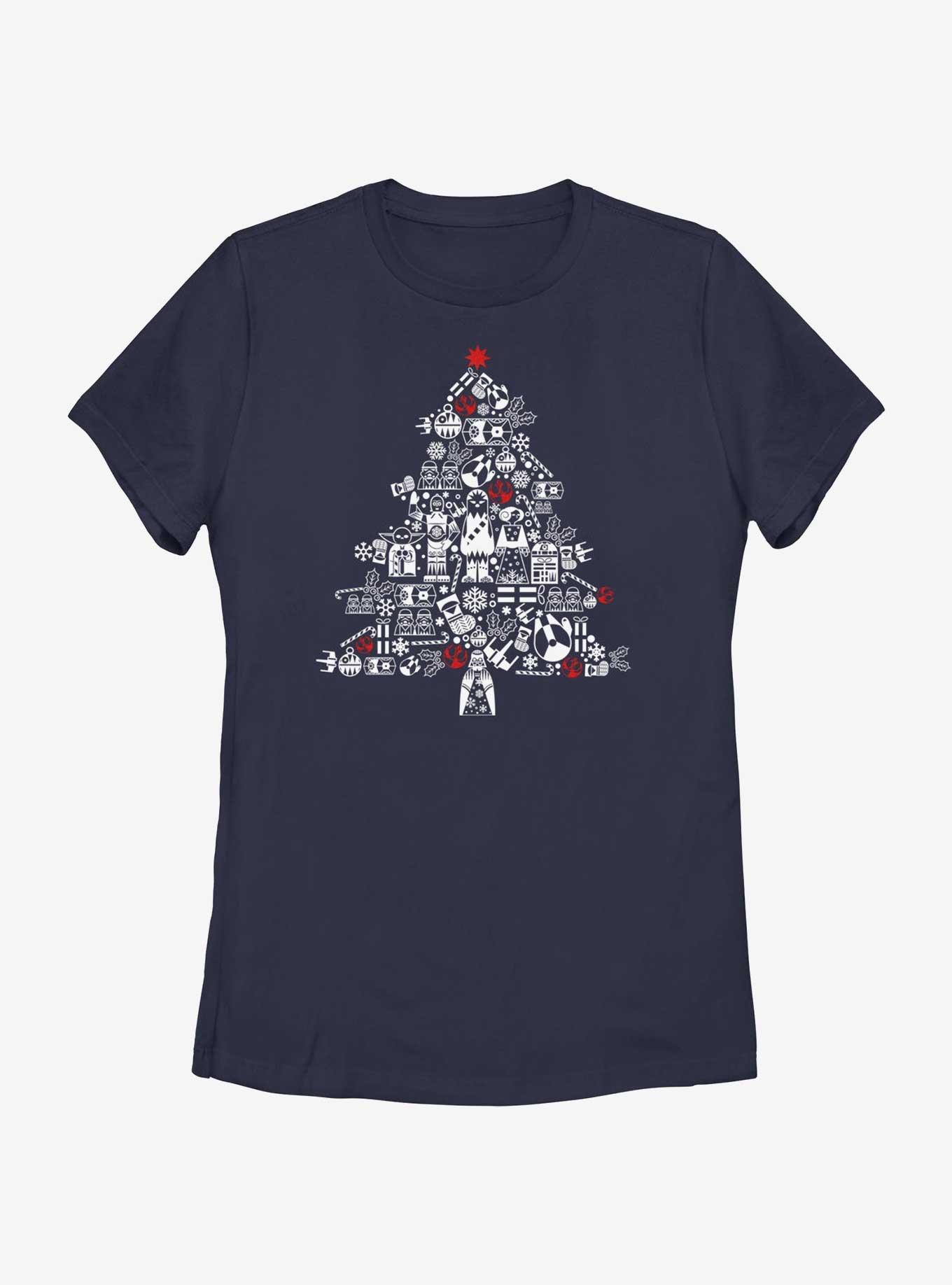 Star Wars Christmas Tree Fill Womens T-Shirt, NAVY, hi-res