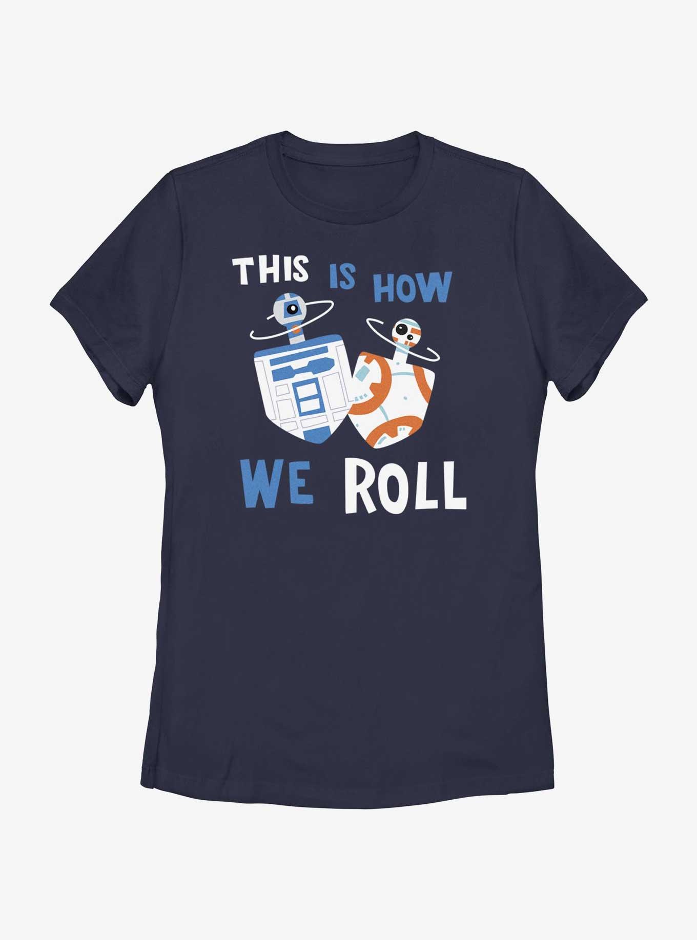 Star Wars Droid Dreidels Womens T-Shirt, NAVY, hi-res