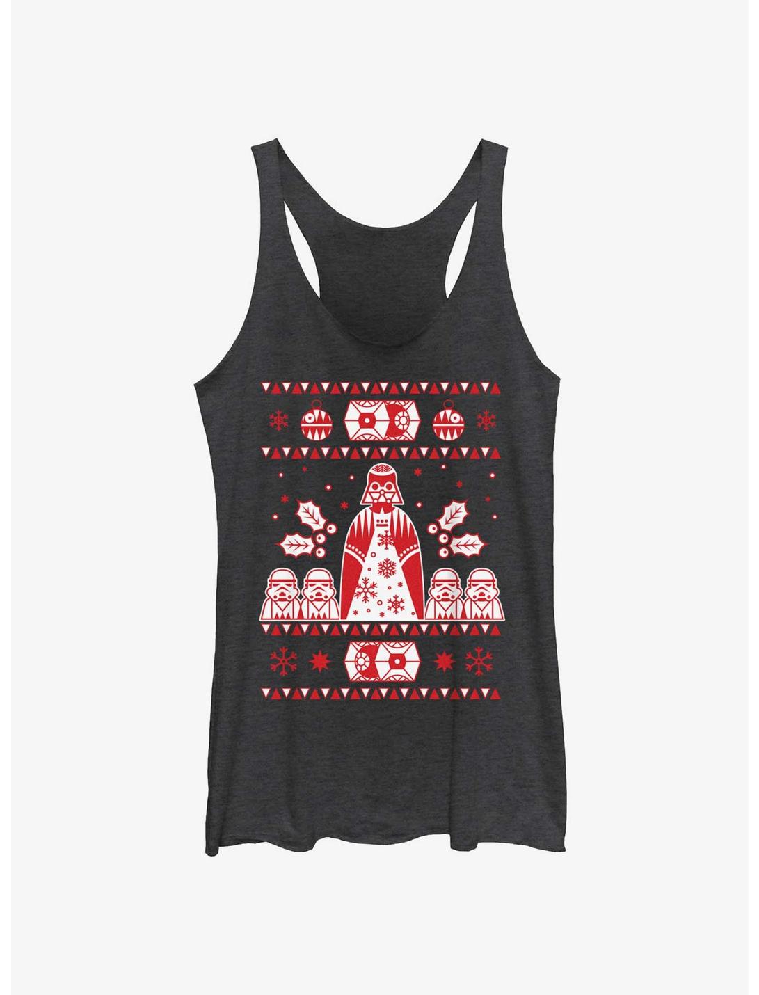 Star Wars Empire Ugly Christmas Pattern Womens Tank Top, BLK HTR, hi-res