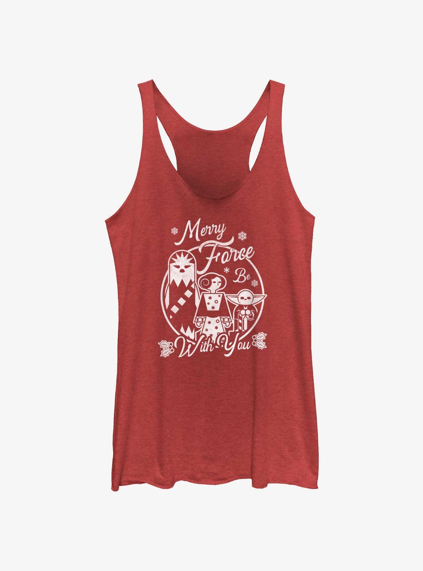 Star Wars Merry Force Be With You Womens Tank Top, RED HTR, hi-res