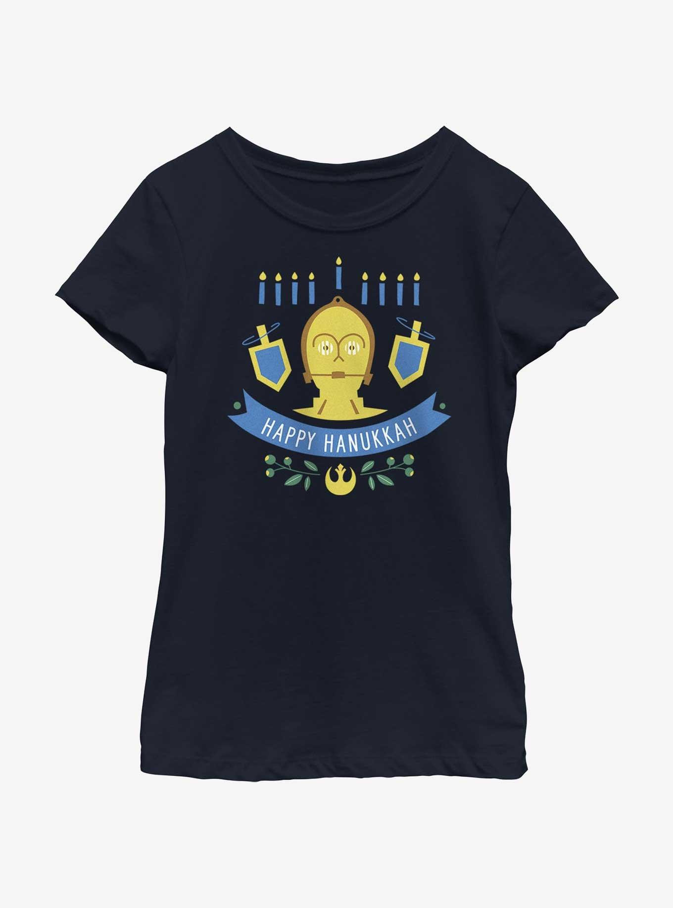 Star Wars C-3PO Hanukkah Youth Girls T-Shirt, , hi-res