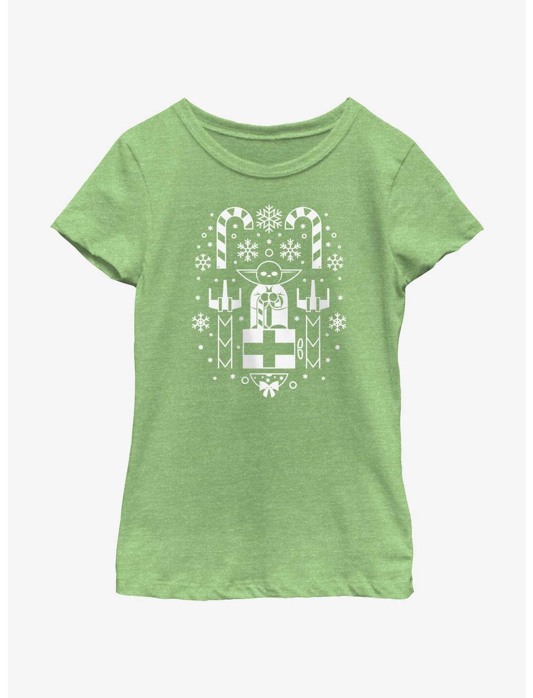 Star Wars Christmas Yoda Youth Girls T-Shirt, GRN APPLE, hi-res