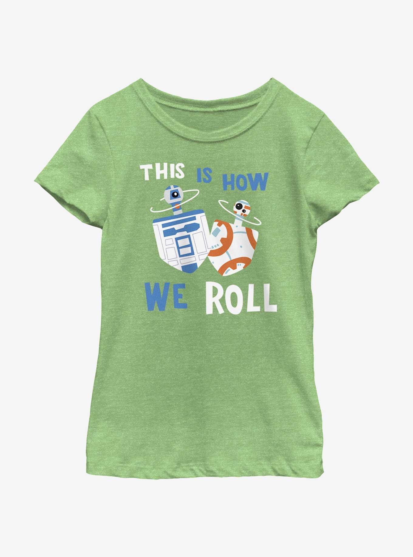 Star Wars Droid Dreidels Youth Girls T-Shirt, GRN APPLE, hi-res