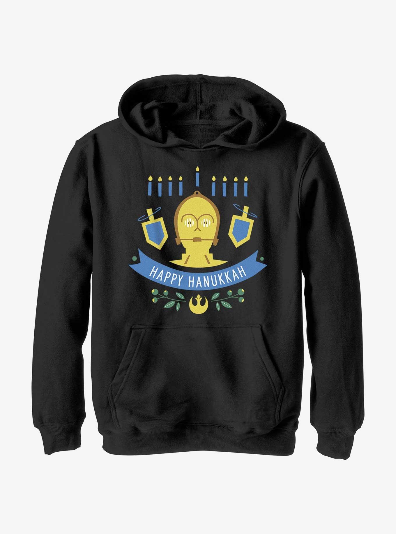 Star Wars C-3PO Hanukkah Youth Hoodie, BLACK, hi-res