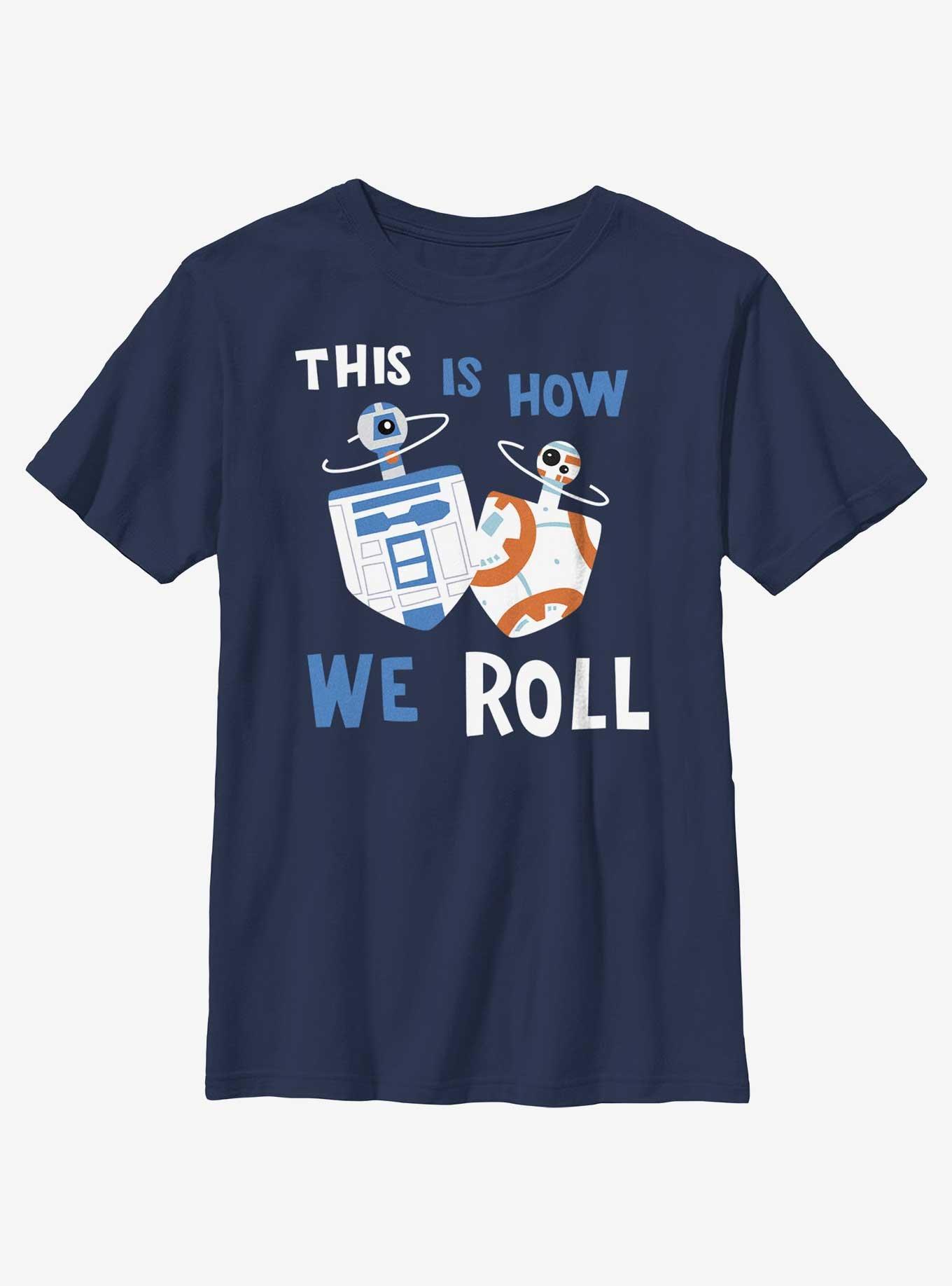 Star Wars Droid Dreidels Youth T-Shirt, NAVY, hi-res