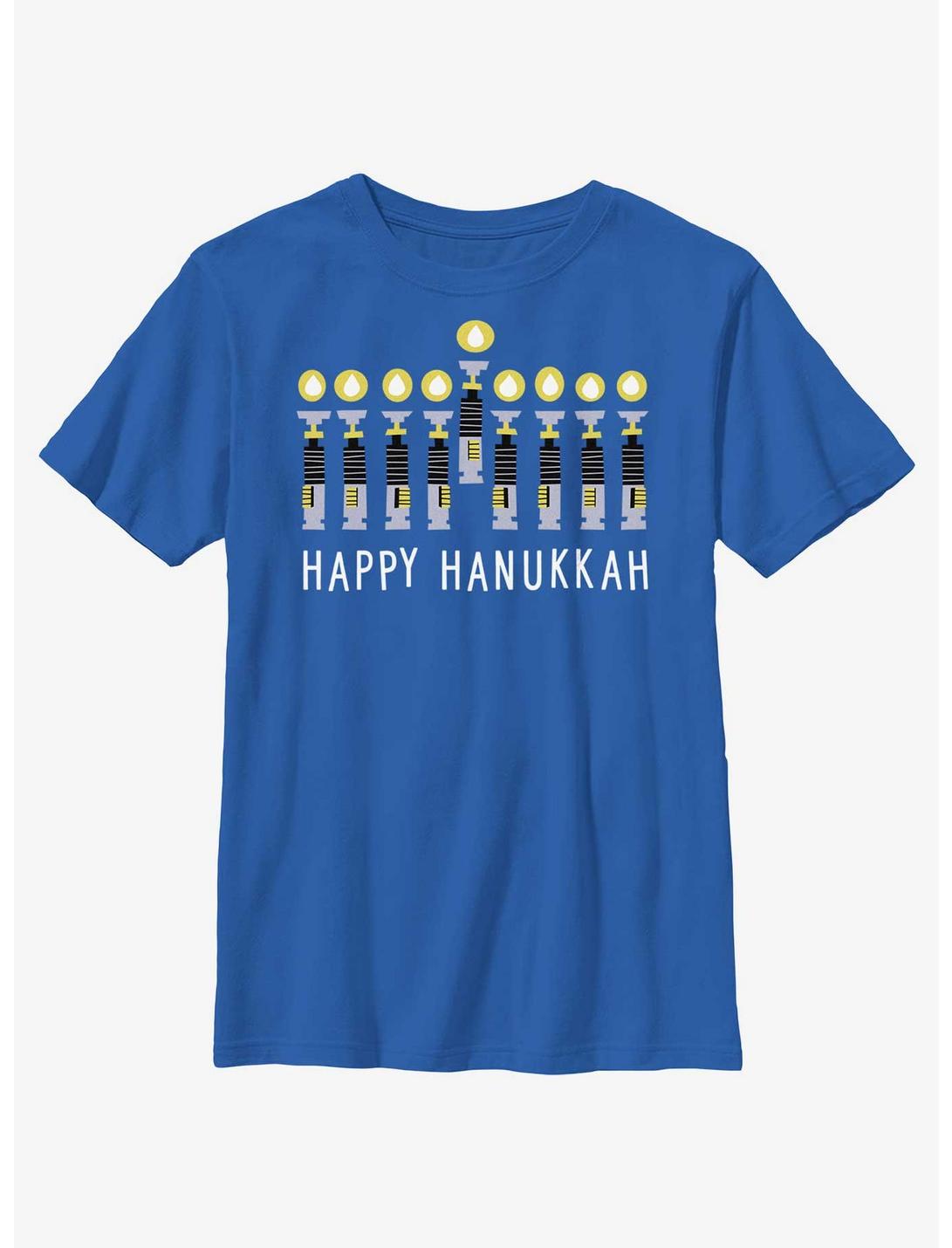 Star Wars Light Saber Hanukkah Menorah Youth T-Shirt, ROYAL, hi-res