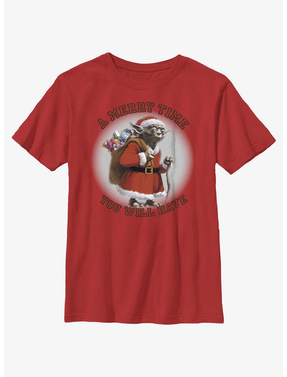 Star Wars Yoda Merry Time You Will Have Youth T-Shirt, RED, hi-res