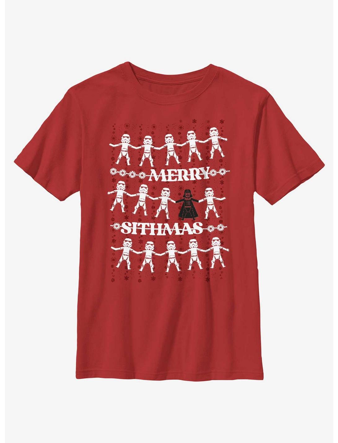 Star Wars Empire Merry Sithmas Greetings Youth T-Shirt, RED, hi-res