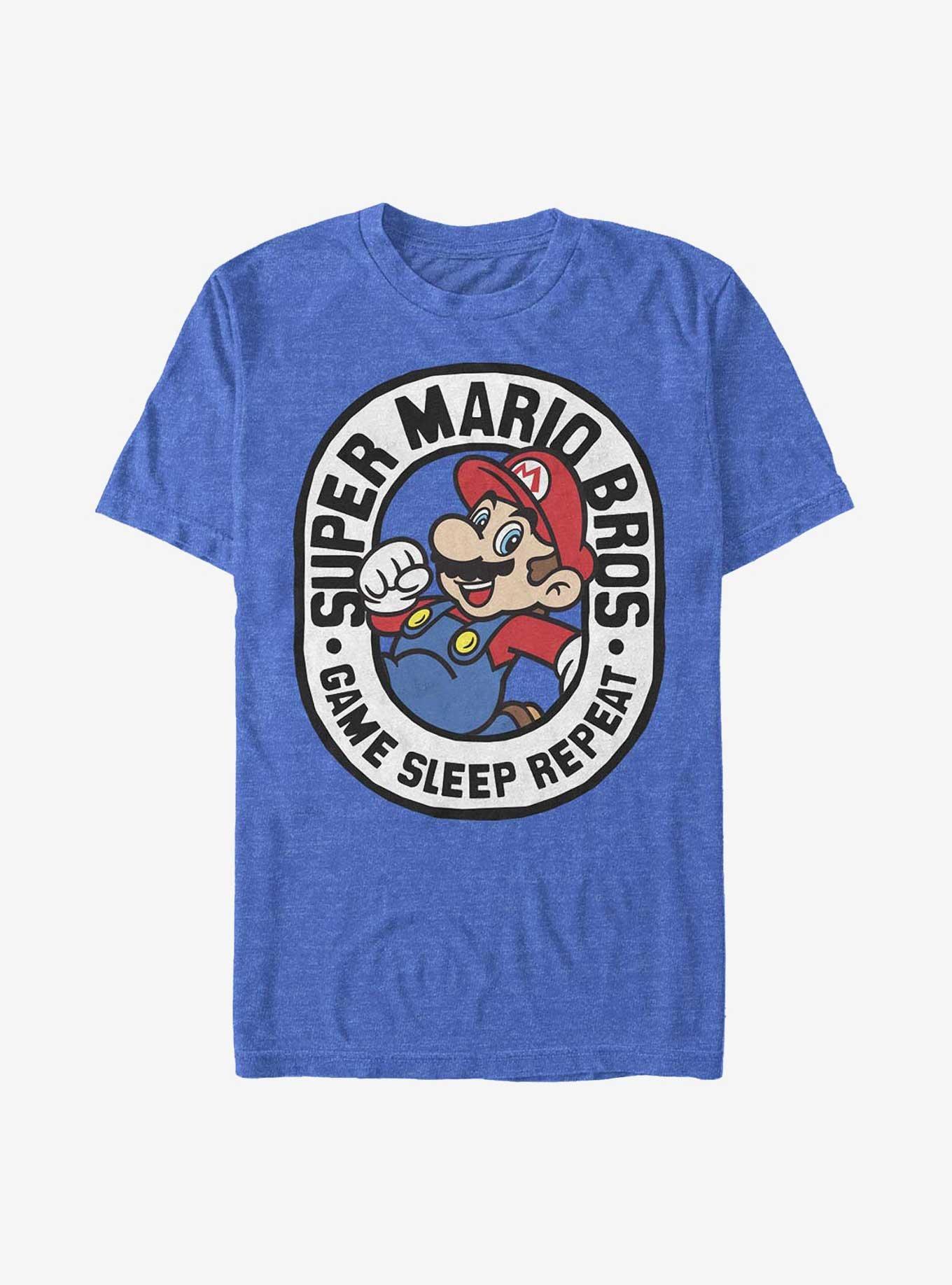 Nintendo Mario Game Sleep Repeat T-Shirt, ROY HTR, hi-res