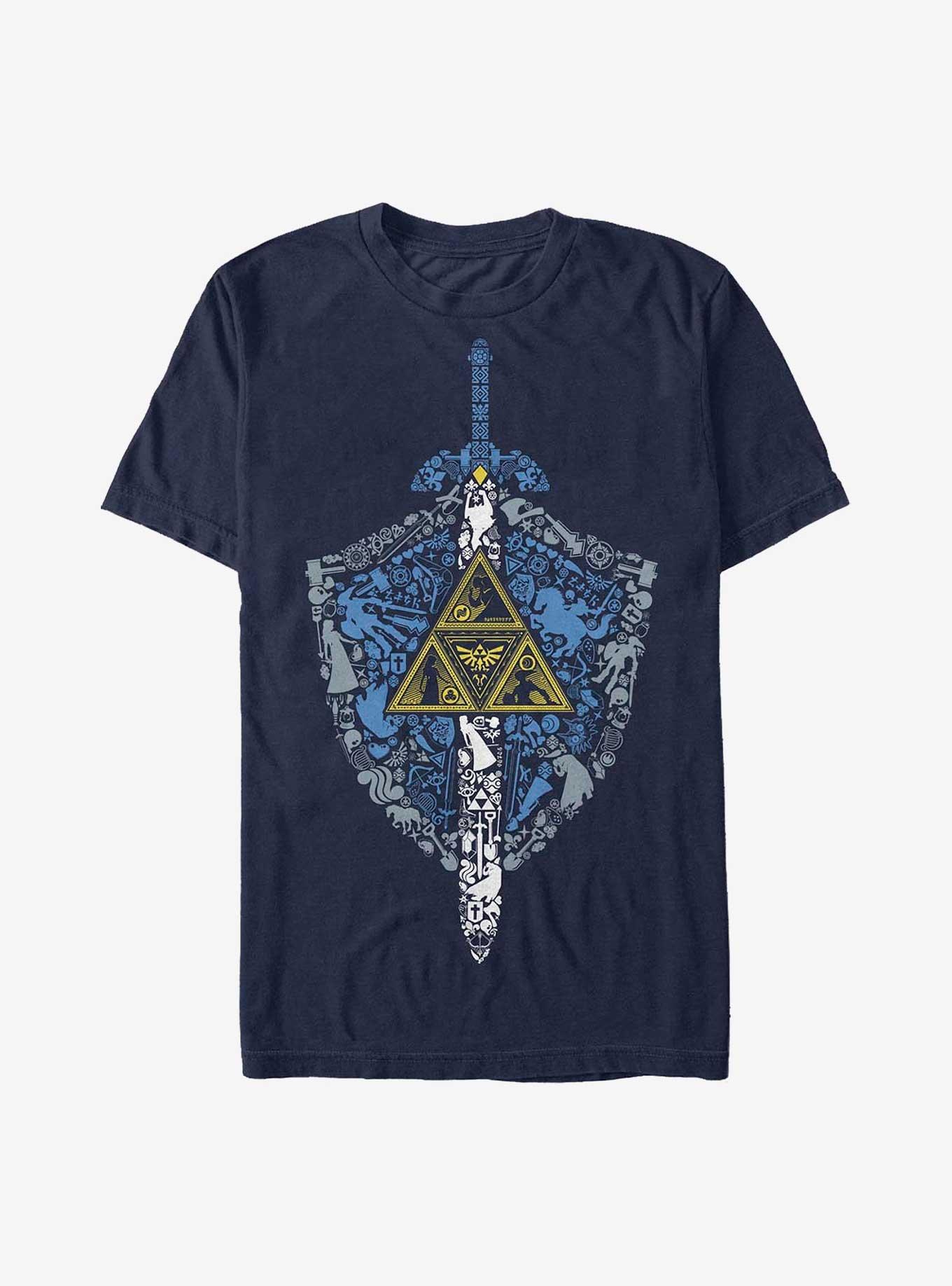 Nintendo The Legend of Zelda Ancient Heroes Sword and Shield T-Shirt, NAVY, hi-res