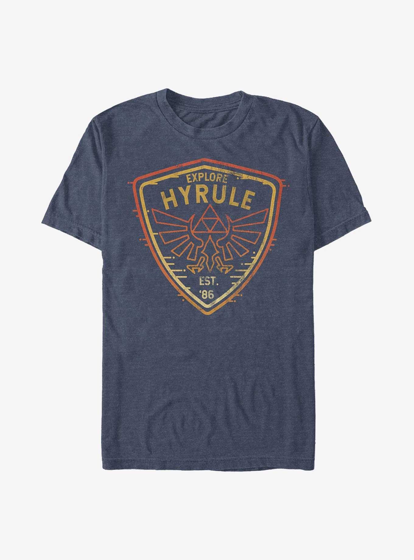 The Legend of Zelda Explore Hyrule Badge T-Shirt, NAVY HTR, hi-res