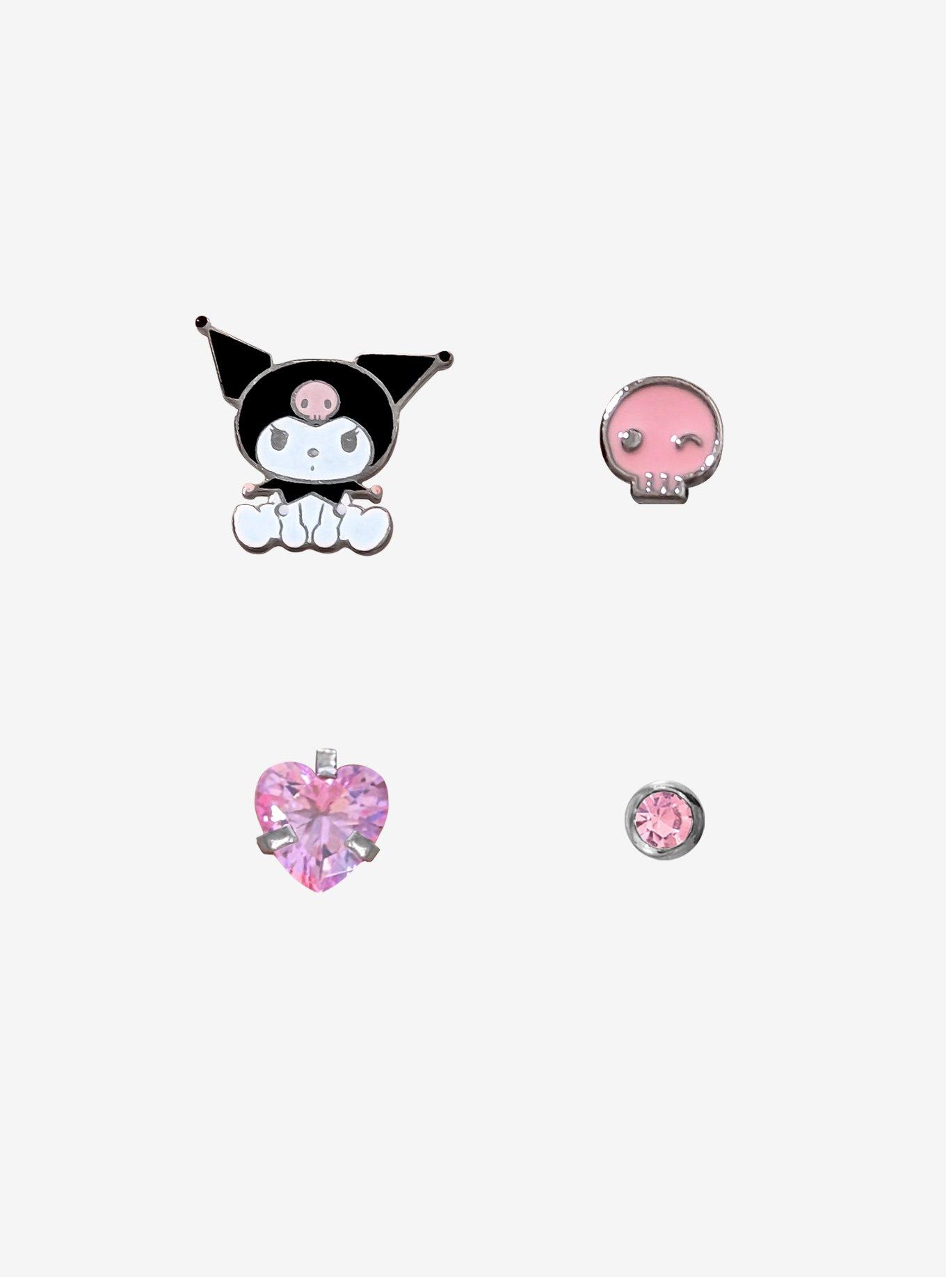 Steel Kuromi Pink CZ Labret 4 Pack, BLACK  PURPLE, hi-res