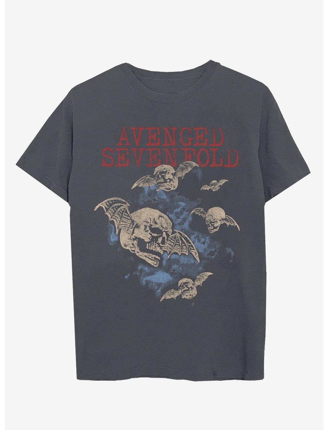 Avenged Sevenfold Skull Bats T-Shirt, CHARCOAL, hi-res
