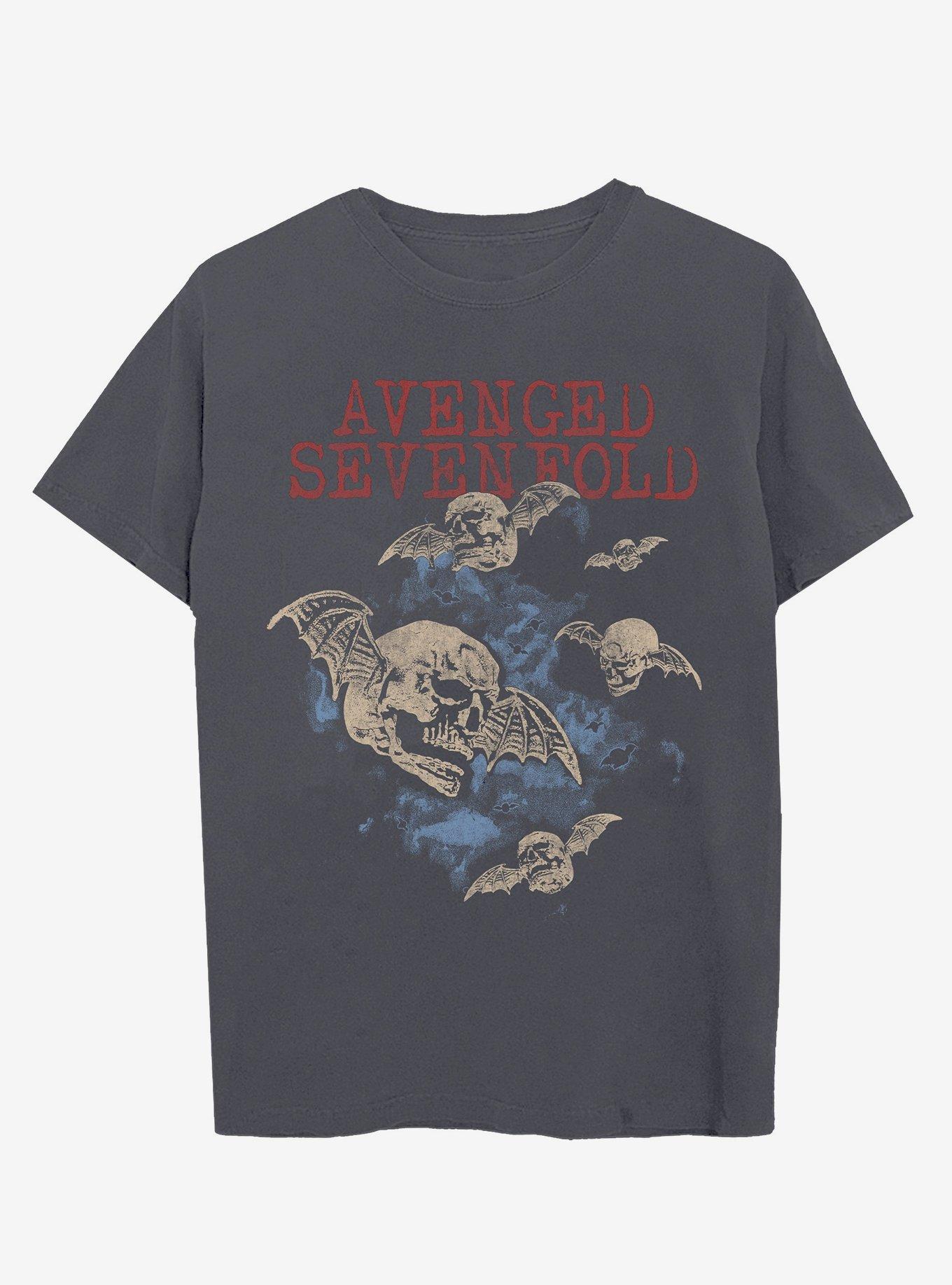 Avenged Sevenfold Skull Bats T-Shirt, CHARCOAL, hi-res