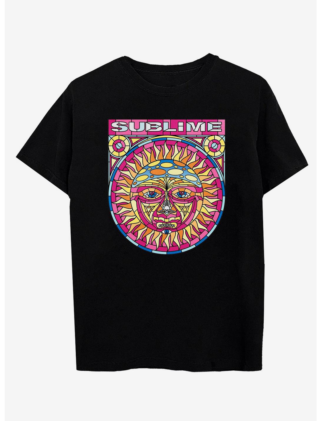 Sublime Stained Glass Sun Logo Boyfriend Fit Girls T-Shirt, BLACK, hi-res