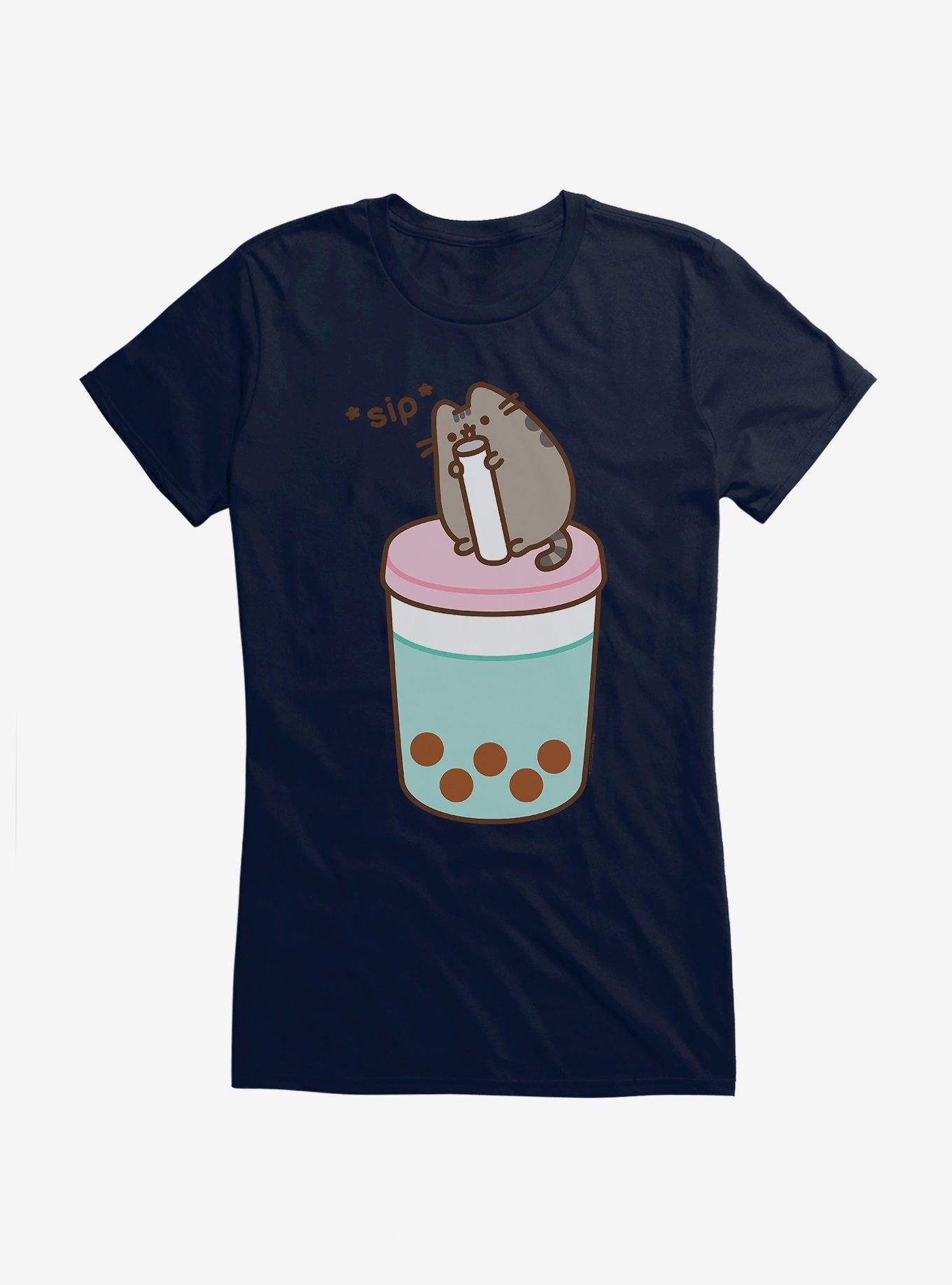 Pusheen Sips Boba Tea Girls T-Shirt, , hi-res