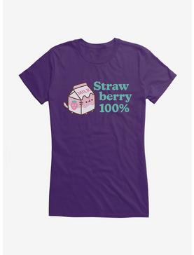 Pusheen Sips Strawberry 100 Percent Girls T-Shirt, , hi-res