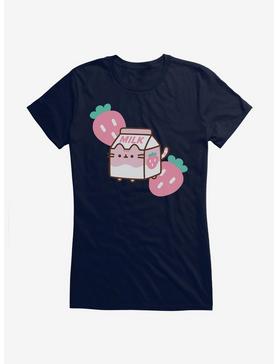 Pusheen Sips Strawberry Milk Girls T-Shirt, , hi-res