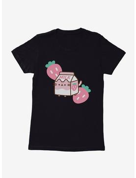 Pusheen Sips Strawberry Milk Womens T-Shirt, , hi-res