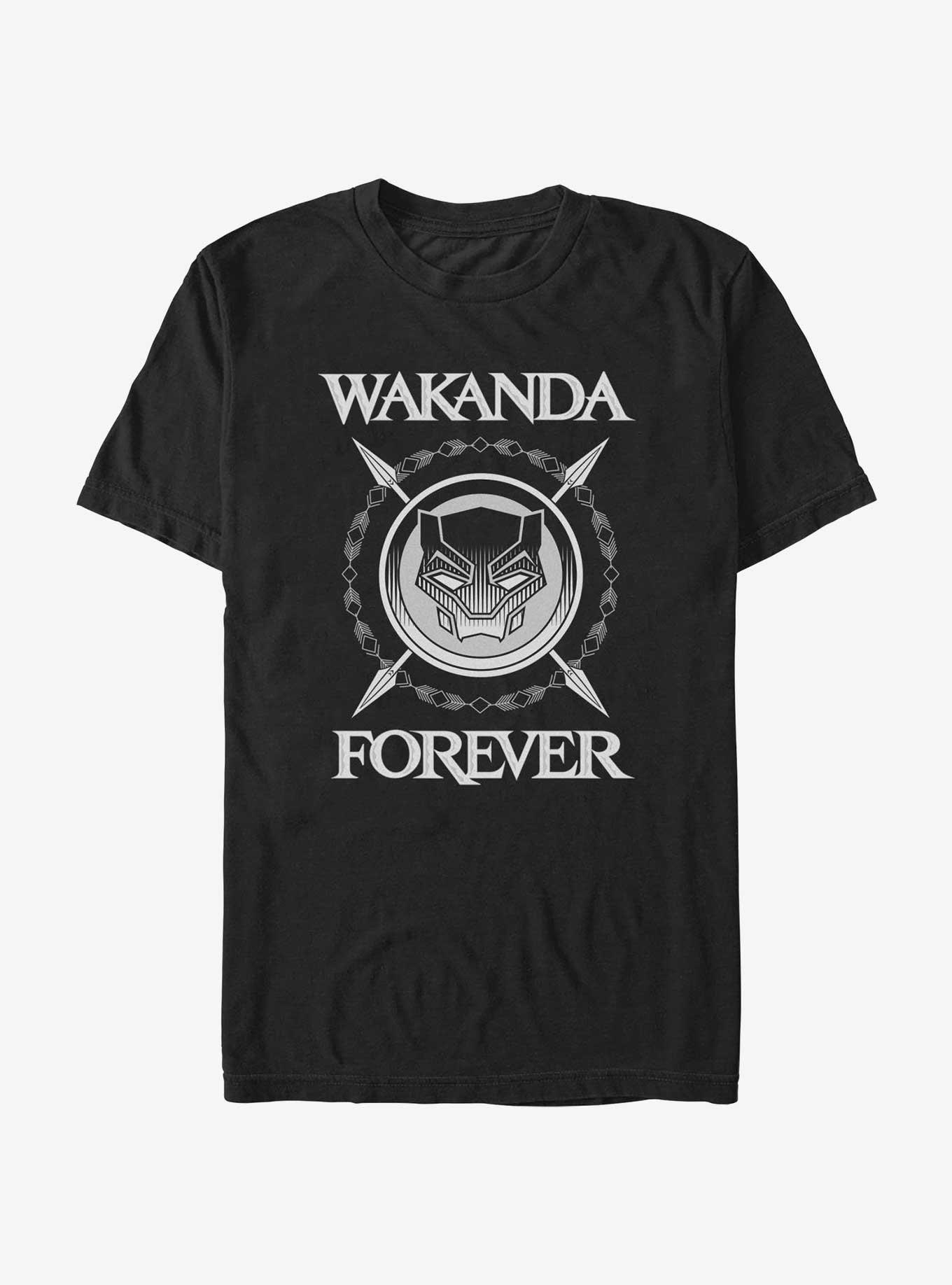Marvel Black Panther: Wakanda Forever Crossed Spears Emblem Extra Soft T-Shirt, BLACK, hi-res