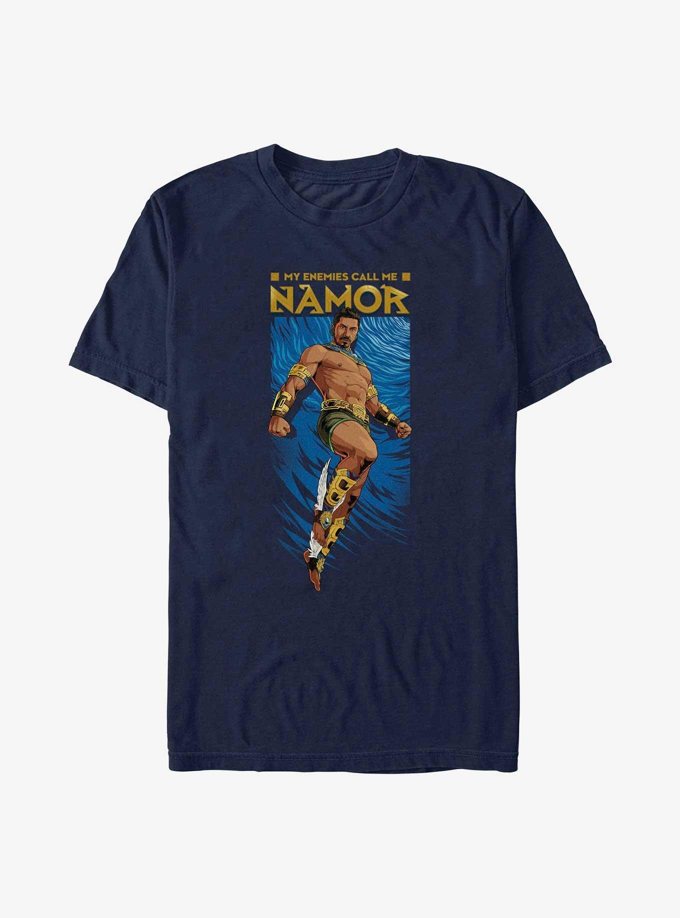 Marvel Black Panther: Wakanda Forever Enemies Call Me Namor Extra Soft T-Shirt, NAVY, hi-res