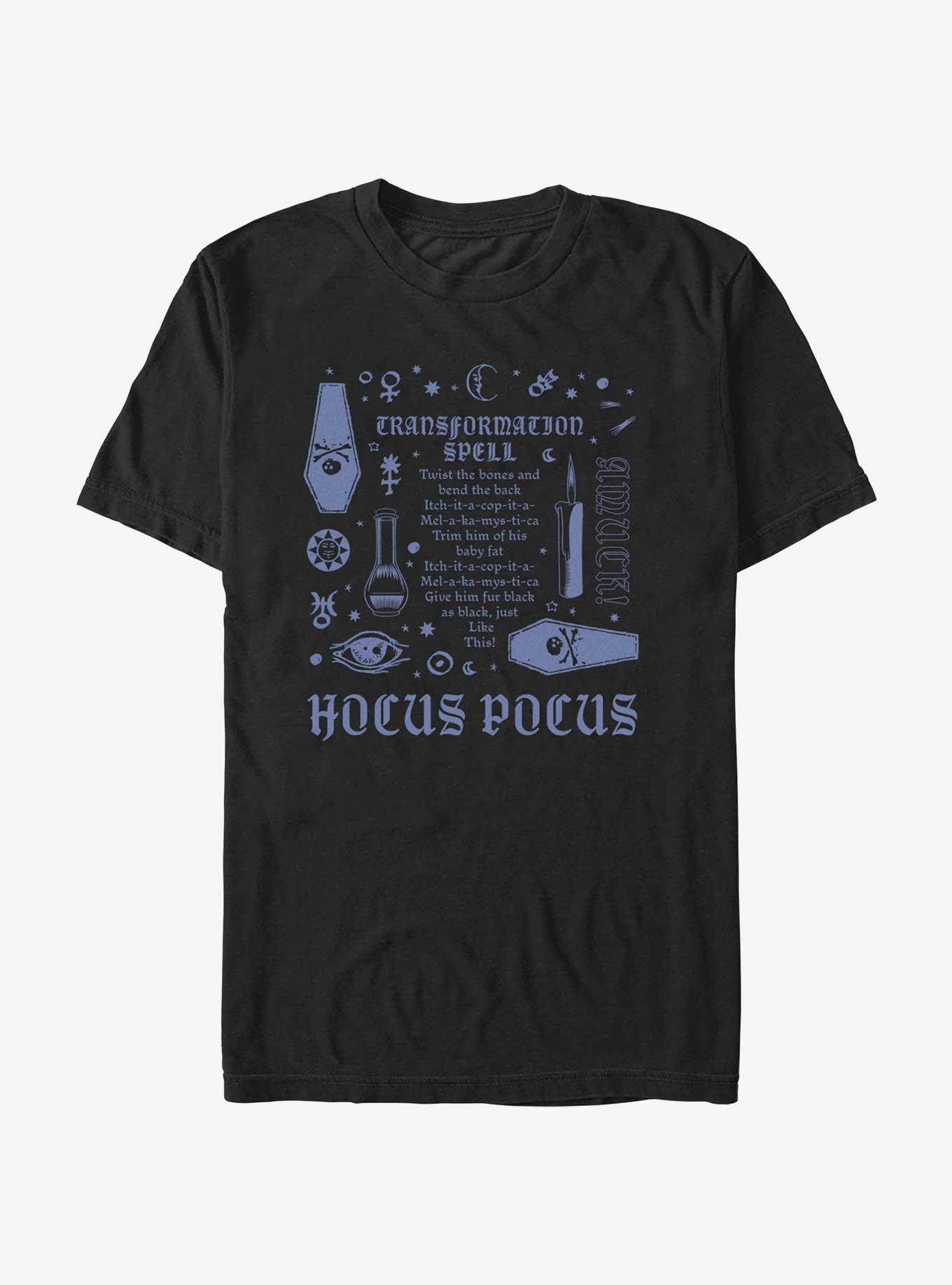 Disney Hocus Pocus Transformation Spell Lyrics Extra Soft T-Shirt, BLACK, hi-res