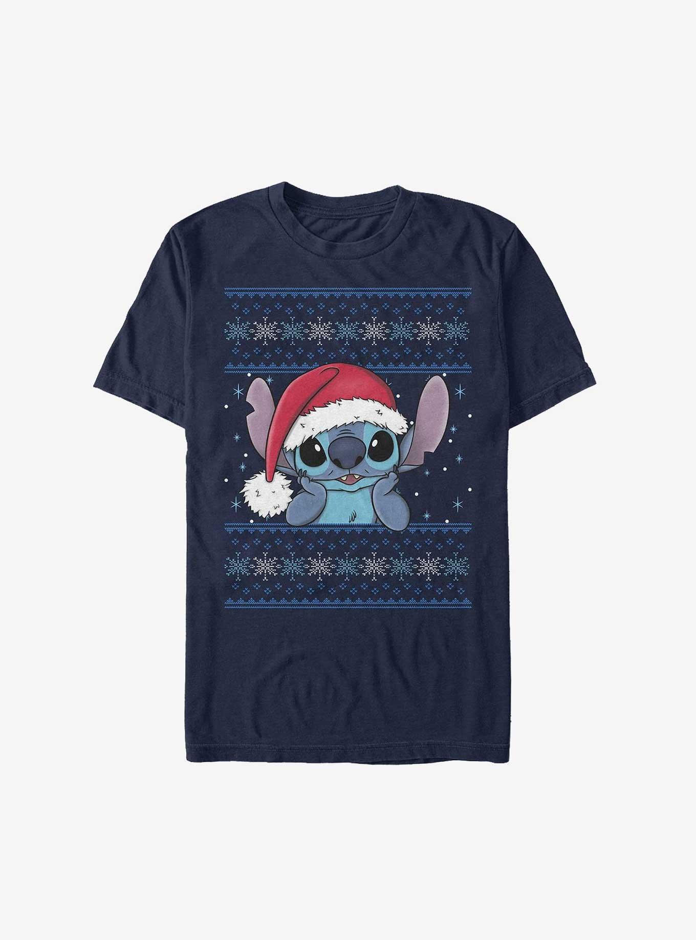 Disney Lilo & Stitch Santa Hat Ugly Christmas Extra Soft T-Shirt