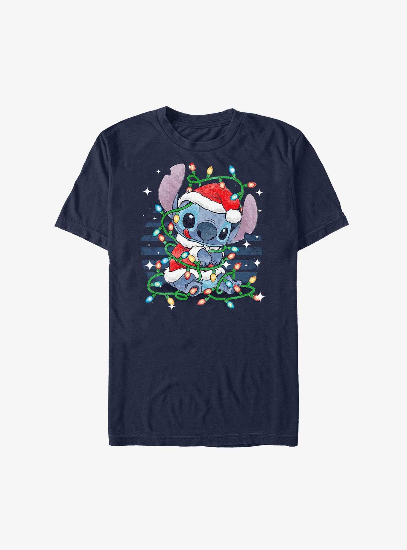 Disney Lilo & Stitch Santa Stitch Christmas Lights Extra Soft T-Shirt, , hi-res