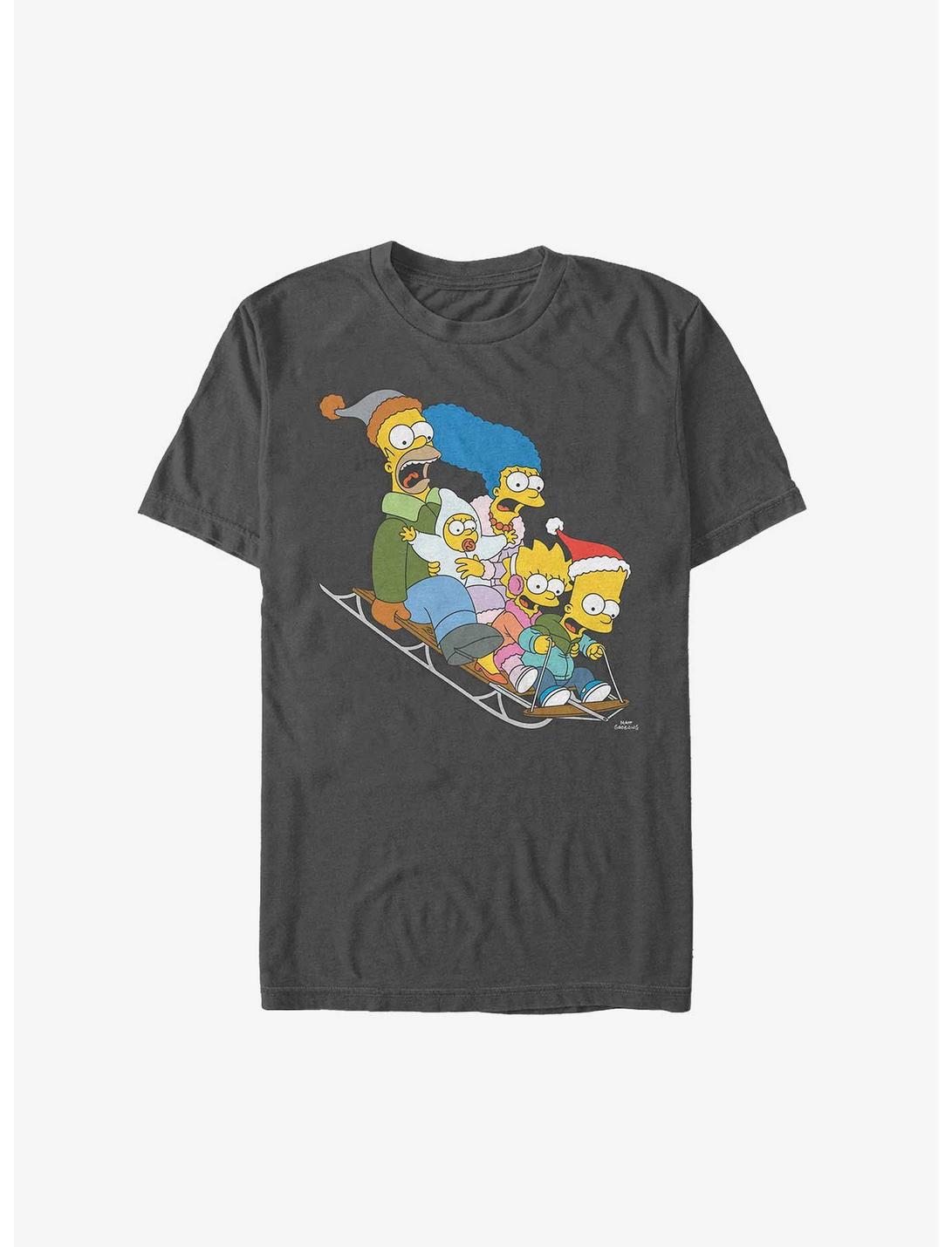 The Simpsons Gone Sledding Extra Soft T-Shirt, CHARCOAL, hi-res