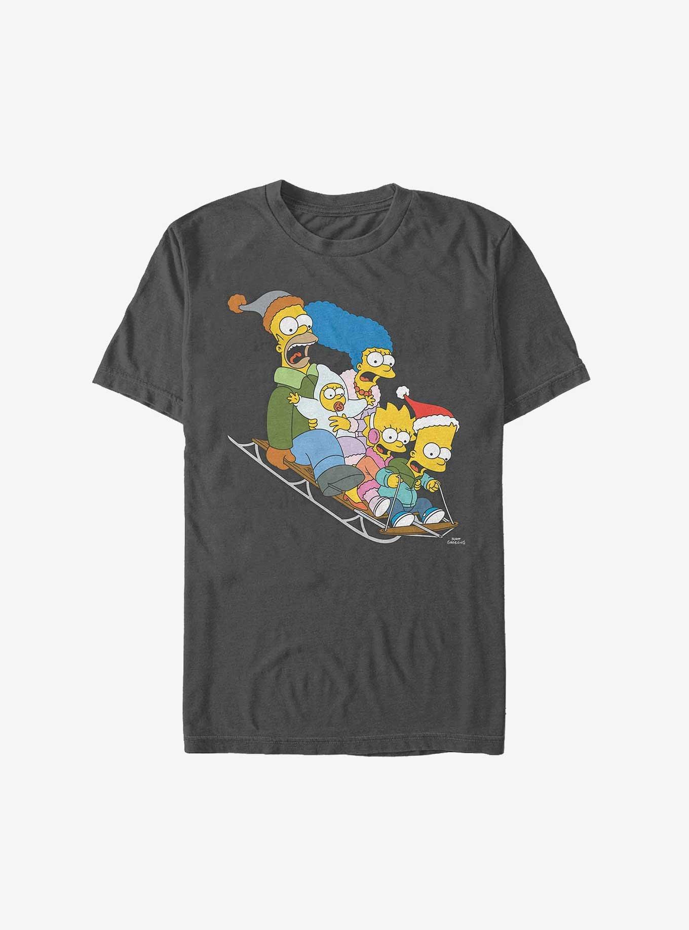 The Simpsons Gone Sledding Extra Soft T-Shirt, CHARCOAL, hi-res