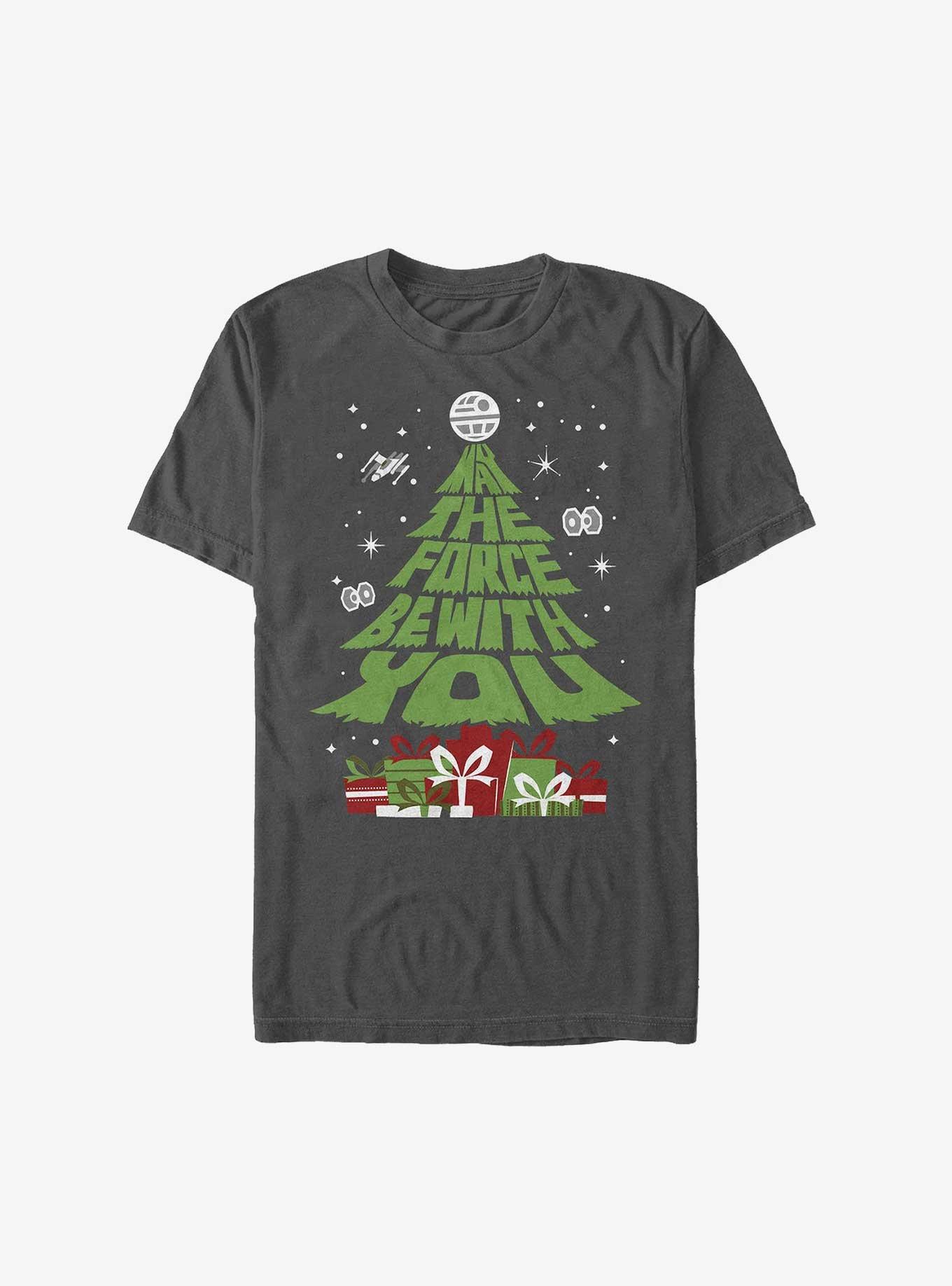 Star Wars May The Force Be WIth You Gift Tree Extra Soft T-Shirt, CHARCOAL, hi-res