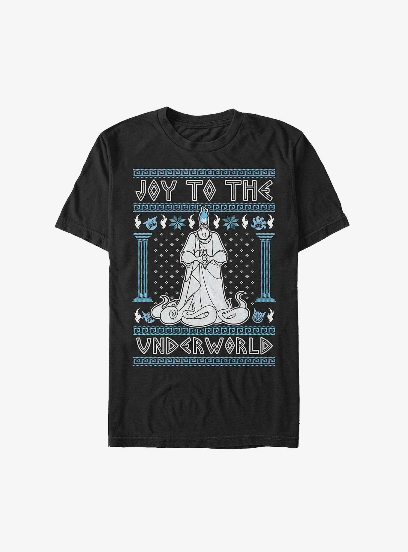 Disney Villains Hades Joy To The Underworld Ugly Christmas Extra Soft T-Shirt, BLACK, hi-res