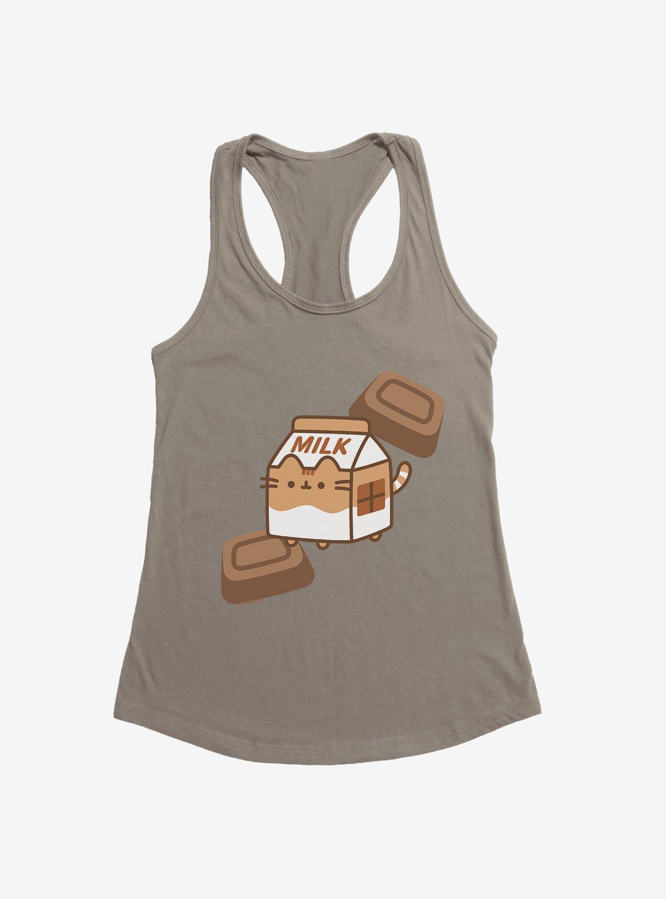 Pusheen Sips Chocolate Milk Box Girls Tank, WARM GRAY, hi-res