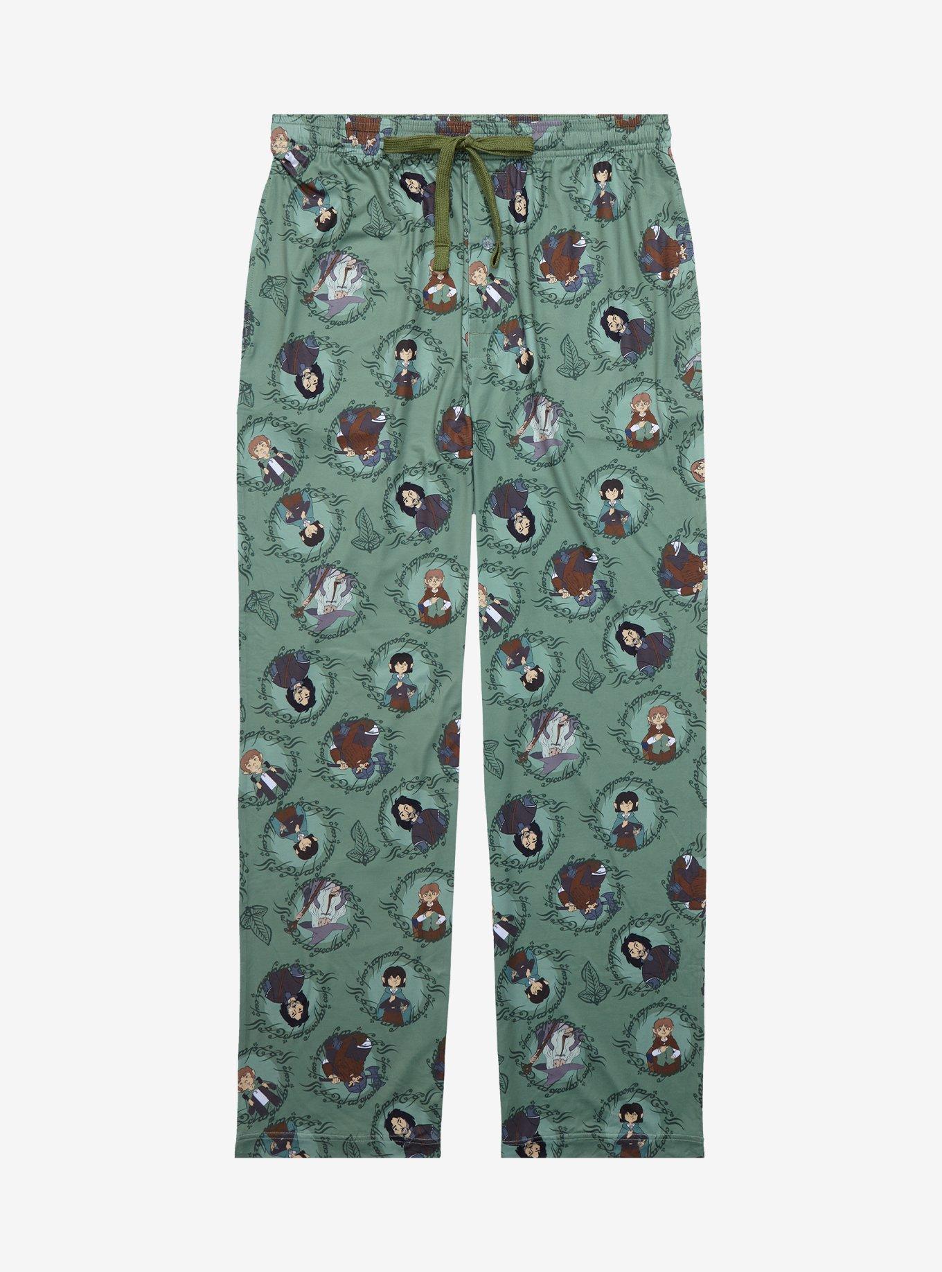 The Lord of the Rings Characters Allover Print Sleep Pants - BoxLunch Exclusive, SAGE, hi-res