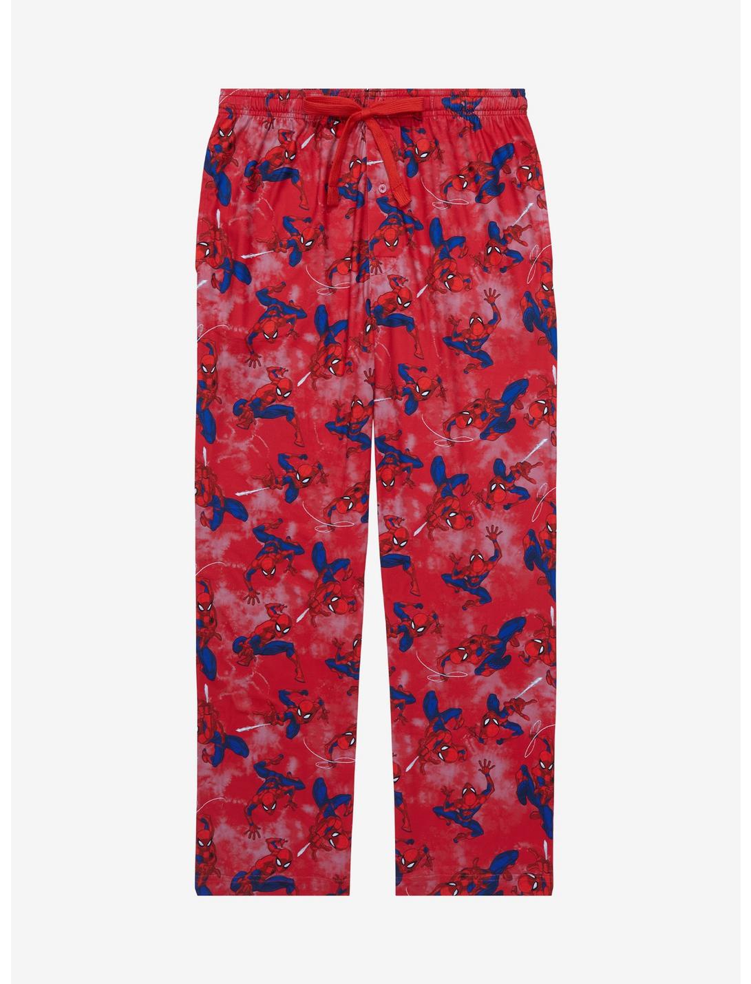 Marvel Spider-Man Web Swinging Allover Print Sleep Pants - BoxLunch Exclusive , RED, hi-res