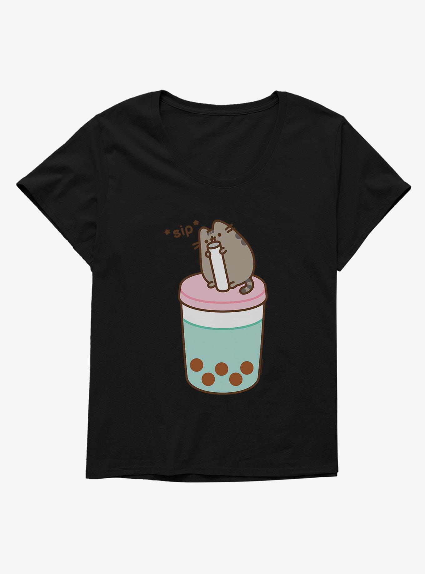 Pusheen Sips Boba Tea Girls T-Shirt Plus Size, , hi-res