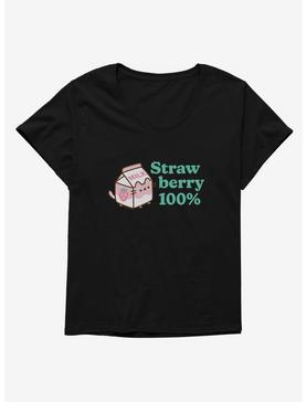 Pusheen Sips Strawberry 100 Percent Girls T-Shirt Plus Size, , hi-res