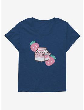 Plus Size Pusheen Sips Strawberry Milk Girls T-Shirt Plus Size, , hi-res